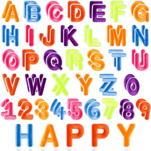 ASTARON 72 Iron on Letters and Numbers Patches,1.3 Inch A-Z Numbers 0-9 | Iron on Cloth Patch,11 Color Options, Cloth Patch for Clothes, Bags, Hat,DIY accs,1.3 inch Alphabet Embroidered Patch