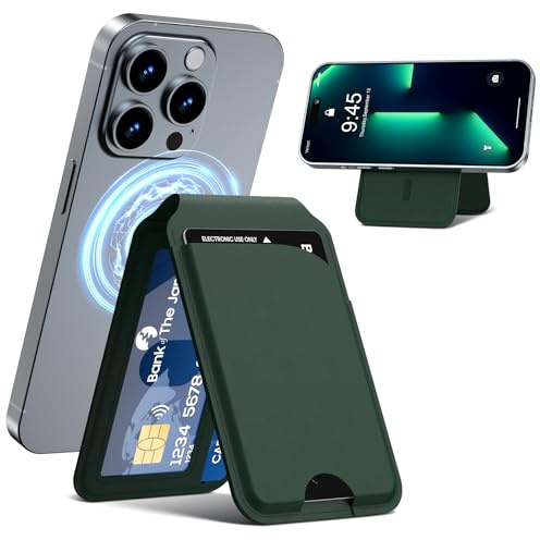 Frapkom Magnetische Brieftasche für iPhone, Magnetische Telefontausche für iPhone 17/16/15/14/13/12 Serie mit ID-Fenster, RFID-Blockierung (Grün)