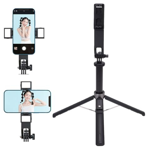 Cuifati 135cm Extendable Selfie Stick Tripod, 4 Leg Stable Phone Tripod Selfie Stick Type C Rechargeable Remote, 135cm Extendable, for Phone Action Camera Travel Sports