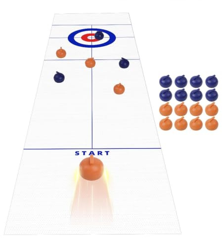 Tisch-Shuffleboard-Spiel – Mini-Shuffleboard-Tisch, Faltbares Curling-Set | Mini-Sport-Brettspiele, Multifunktionales Familienspiel Mit 53 X 10 Zoll Großer Matte Für Drinnen Und Draußen, Zum , U