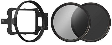 Set di filtri esterni B+W per GoPro Hero 5 composto da portafiltro e filtro ND 0.9 densità neutra e filtro polarizzatore circolare.