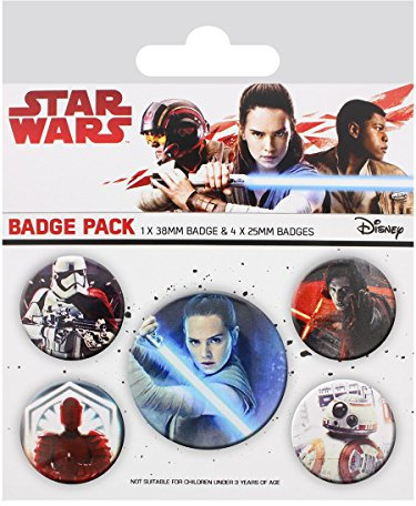 Star Wars, BP80609, Star Wars The Last Jedi - Characters Badge Pack, Multi-Color, 10 x 12.5cm