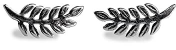 Minimal Royal Fern Leaf Stud Earrings in Sterling Silver, Tiny Studs, Botanical Jewellery