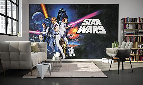 Komar Star Wars Vlies Fototapete | POSTER CLASSIC | 400 x 250 cm | Tapete, Wand Dekoration, Retro, Galaxy, Kinderzimmer | 026-DVD4