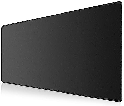 LL-COEUR Schwarz Mäusepad mit Vernähte Kanten 100x50x0,2cm, Große Erweitertes Mauspad Lang Tastaturunterlage mit rutschfeste Gummibasis (1000x500x2mm)