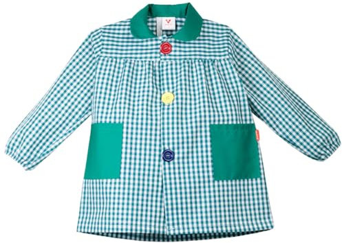 KLOTTZ Kinder Malschürze für den Kindergarten. Grün. 2/3 Jahre alt (92-97cm)