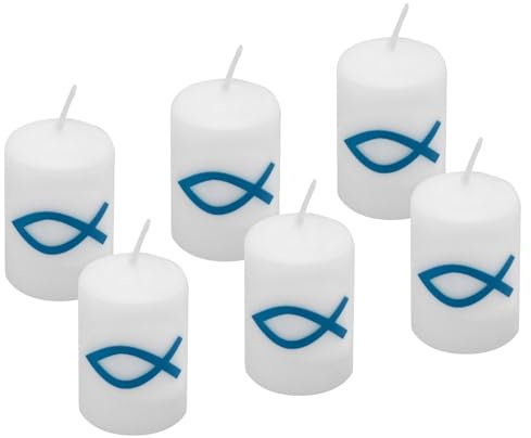 ZauberDeko Votivkerzen Türkis Petrol Fisch Kerze Kommunion Konfirmation Tischdeko 6x4cm 6 Stück