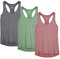 icyzone Workout Running Tank Top for Women - Racerback Yoga Tops Exercise Gym Shirts 3-Pack (L, Charcoal/Burgundy/Turf Green)