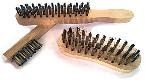 Assortiment de 3 brosses métalliques à main | 1 brosse soudeur | 1 brosse violon | 1 brosse à bougie | Fil acier laitonné | Manche bois | Kibros 7678b