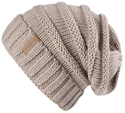 FURTALK Strickmütze Damen Slouch Beanie Mütze Street Style Grobstrick Wintermützen Klassische Weiche Beanie Winter
