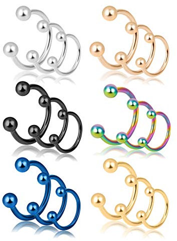 LAURITAMI Piercing Septum Fer à Cheval Cerceaux Acciaio Inossidabile Piercing Nez Anneaux Cartilage Tragus Helix Boucles d'oreille Piercing 16G 8-12mm