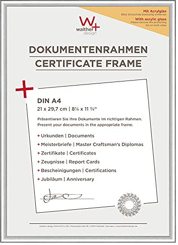 walther design Marco de fotos plateado 21 x 29,7 cm (DIN A4) con Vidrio acrílico, New Lifestyle Marco de plástico KVX130S