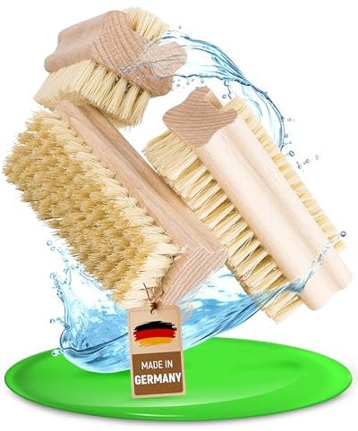 Handbürste Nagelbürste Holz (3 Stck.) mit stabilen Borsten hart und weich, Bürsten plastikfrei, Made in Germany, Nagelbürste Kinder, Gemüsebürste, Wurzelbürste, Fingerbürste, Handwaschbürste