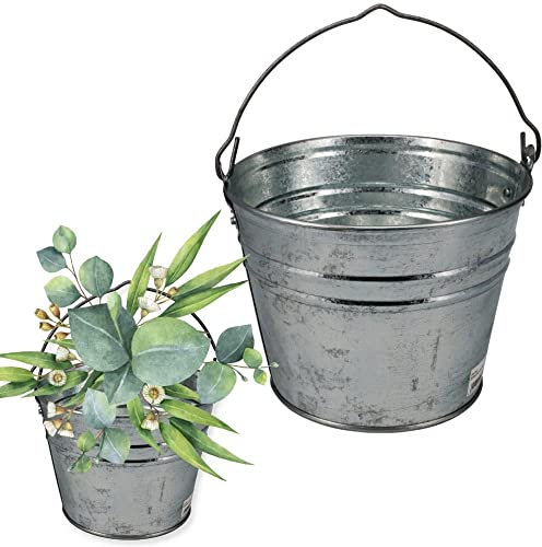 Zinkeimer Blecheimer verzinkt Wassereimer Metall Deko Asche Pflanzen Eimer 5 Liter 1 St.