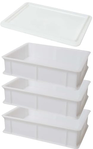Genus Dei Tris caja para fermentación de pizza y pan | contenedor de comida para masa | Caja para masa | Tres cajas 30 x 40 x 10 + una tapa