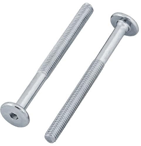 HEXATON Tornillos Mecánicos M6 x 75 mm – 50 Piezas – Cabeza Plana con Hexágono Interior – Acero Galvanizado Blanco – Rosca Métrica Parcial