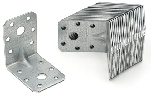 BRESKO Holzverbinder mit Sicke 60x60x45x2mm 20 Stk. VPE Winkel Bauwinkel mit Steg Montagewinkel Rippe Verzinkt Holzbau