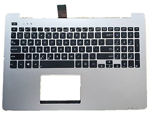 fqparts Replacement Laptop Upper Case Cover C Shell & Keyboard For ASUS R553 R553L R553LN Silver US English Layout Small Enter Key Layout