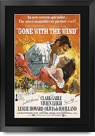 HWC Trading Gone with the Wind Geschenke Geducktes Signiertes Autogramm Foto für Fans von Film Memorabilien - A3 Gerahmt