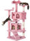 Yaheetech Albero Tiragraffi per Gatti 137 cm con 2 Palle Sisal Naturale Giocattolo Gioco Rosa