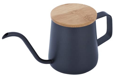 Stainless Steel Coffee Pot Bamboo Cover Manual Long Mouth Tunnel Pot 350ml