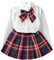Enfant en bas âge enfants bébé fille vêtements chemise à manches longues chemisier hauts blancs + jupes à carreaux robe trapèze uniforme scolaire automne hiver tenue ensemble rouge 9 3-4 ans