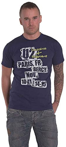 U2 T Shirt I+E Paris Event 2015 Ex Tour Nouveau Officiel Homme Light Navy Bleu Size XXL
