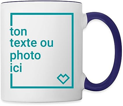 Spreadshirt Créez Votre Propre Tasse Personnalisée avec Texte ou Photo Individuelle Mug Bicolore, taille unique, blanc/bleu cobalt