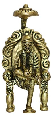 Universal Hub Shirdi Sai Baba Statue Handgeschnitzte Messing Murti Tempel Dekorative Sai Baba Idol Für Schreibtisch, Büro Pooja Samagri Kleine Figuren Hindu Prunkstücke Geschenke