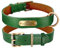 Basic Collars Customized Dog Collar Real Leather Personalized Dogs Collars Engraved ID Tag Name Plate Dog Collar (Color : Green, Size : XL)