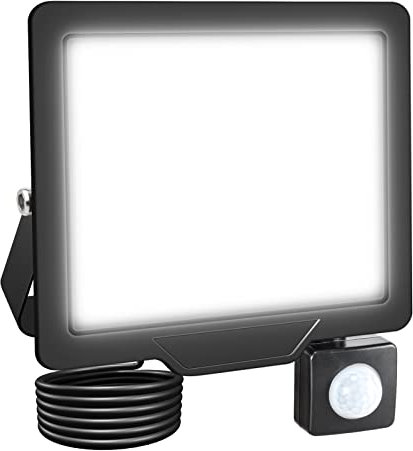 AUXTINGS 10W LED Strahler mit Bewegungsmelder,1000lm LED Scheinwerfer 6000K LED Fluter Kaltweiß Aussenstrahler Flutlicht Aussenlampe Beleuchtung für Innenhöfe Sportplatz Garage Garten Werkstatt,IP66