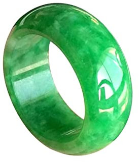 BXSMNH Jade-Ring for Frauen Natürlicher Burmesischer Echter Grüner Jadeit-Smaragd-Band-Ring-Schmuck (Size : 16mm)