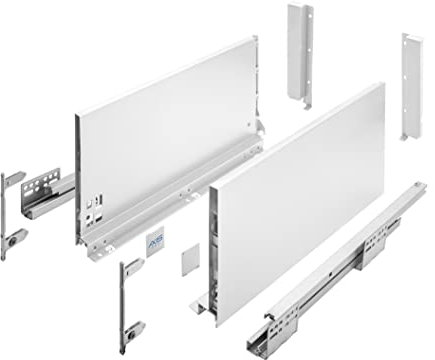 GTV Schubladenschienen AXIS PRO I Schubladenauszüge mit Vollauszug I Weiß I Belastbarkeit bis 40 kg I Push to Open Systeme I den Freien Zugang I Breite: 500 mm I Höhe: 200 mm