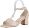 VAN HILL Damen Klassische Sandaletten Blockabsatz Schuhe Lack Leder-Optik Abendschuhe Freizeit Sommersandaletten 212267 Beige Lack 36