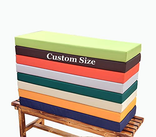 RAKTOV Custom Outdoor Waterproof Bench Cushion for Garden Swing Chaise Patio Furniture Seat Cushion Personalized Size Thick Long 2/3 Seater Chair Seat Pad