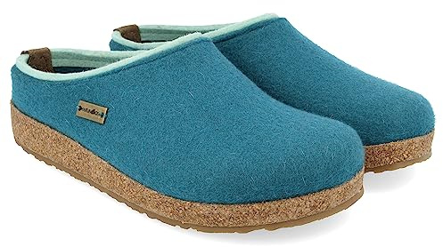 HAFLINGER Grizzly Kris Filzpantoffel Hausschuh Filzclog Hellblau (Türkis 293), Gr.45