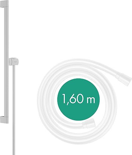 hansgrohe Brausestange Unica S Puro, Duschstange 65cm mit Brauseschlauch Isiflex 160cm und Easy Slide Duschkopfalterung, Mattweiß