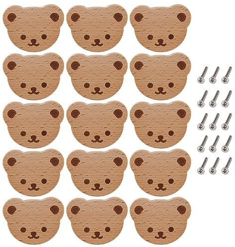 Brensty Schubladenknöpfe Aus, Schrankknöpfe Aus, Bären-Schubladenknöpfe für Kinder, Kommoden, Schubladen, Küche