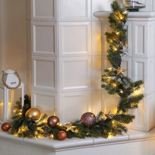 MARELIDA LED Tannengirlande - Weihnachtsgirlande - 35 warmweiße LED - L: 1,8m - Timer - Batterie - grün