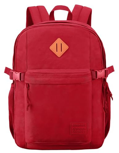 SUPACOOL Leichter lässiger Rucksack für Damen und Herren, Reiserucksack, Großer Rucksack für Jungen und Mädchen, Kinderrucksack, Laptop Fach (Rot)