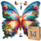 LEOGOR Butterfly Oasis – Holzpuzzle Erwachsene Schmetterling, 350 Teile – 40,9 × 38,3 cm – 5 mm Dickes Holz, handgeformte Teile, Tierförmiges Mosaikdesign – Magisches Holz Puzzle für Puzzle-Liebhaber