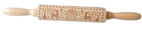 PRETYZOOM 1 Pc Cuisson Rouleau à pâtisserie Rouleau à pâtisserie Rouleau de gaufrage de noël Rouleau Patisserie Cuisine Accessoires pizno Rouleau à pâte en Relief France en Bois