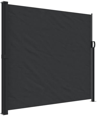 vidaXL Auvent Latéral Rétractable, Brise-Vue de Jardin, Écran de Protection, Écran de Balcon Terrasse Arrière-Cour Extérieur, Noir 180x500 cm