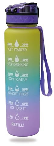 Shwdsy Trinkflasche Auslaufsicher, Farbig Sportflasche, Gym Flasche, Trinkflasche 1 Liter, für Radfahren, Outdoor, Gym, Etc