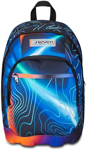 Seven Zaino Scuola Dual, Blu, Mapset Boy, Zaino Doppio Scomparto Con Tasca Porta PC o Tablet, Tasca Porta Borraccia e Organizer, Zaino Scuole Medie e Superiori, Bambino Ragazzo