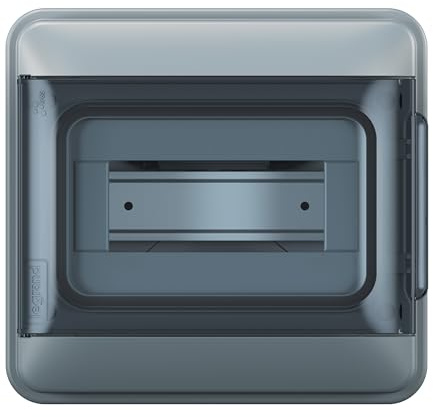 LEGRAND, Plexo S Feuchtraumverteiler, Aufputzverteiler, Schutzart: IP65-IK07, 1-reihig, 8 Module, Maße: 200 x 213 x 106 (H x B x T in mm) mit Neutralleiter- und Schutzleiter-Klemmenleiste, 601888