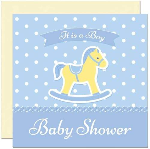 Babyparty-Karte – Jungen-Einladung für Neugeborene – Glückwünsche – 145 x 145 mm