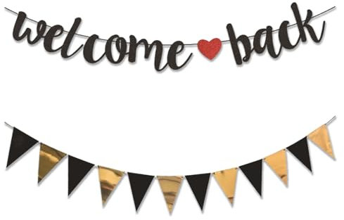 Willkommen zurück Girlande Dekorationsset - Enthält 1 Welcome Back Banner & 1 Dreiecksflagge - Perfekt für Partys, Hochzeiten, Homecoming