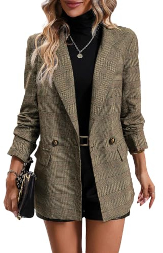 Mina Self Winter Clothes Outfits for Women 2026 Winter Brown Jackets Velvet Blazer Womens Blouses Fashion Long Pantsuits Dressy Clothes Warm Cute Trendy Women's Blazers & Suit Outfit