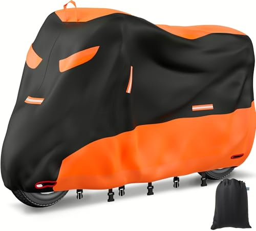 OFF WE GO Funda Moto Protector Cubierta Exterior Interior 210D Oxford Cubre con Tiras Reflectantes Impermeable Protector UV Antipolvo Cubierta para Motocicleta Scooter Vespa, 245x105x125cm